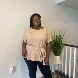 BooHoo Peplum Cream Top